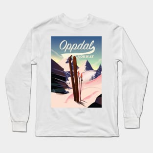 Oppdal norway vintage style ski poster. Long Sleeve T-Shirt